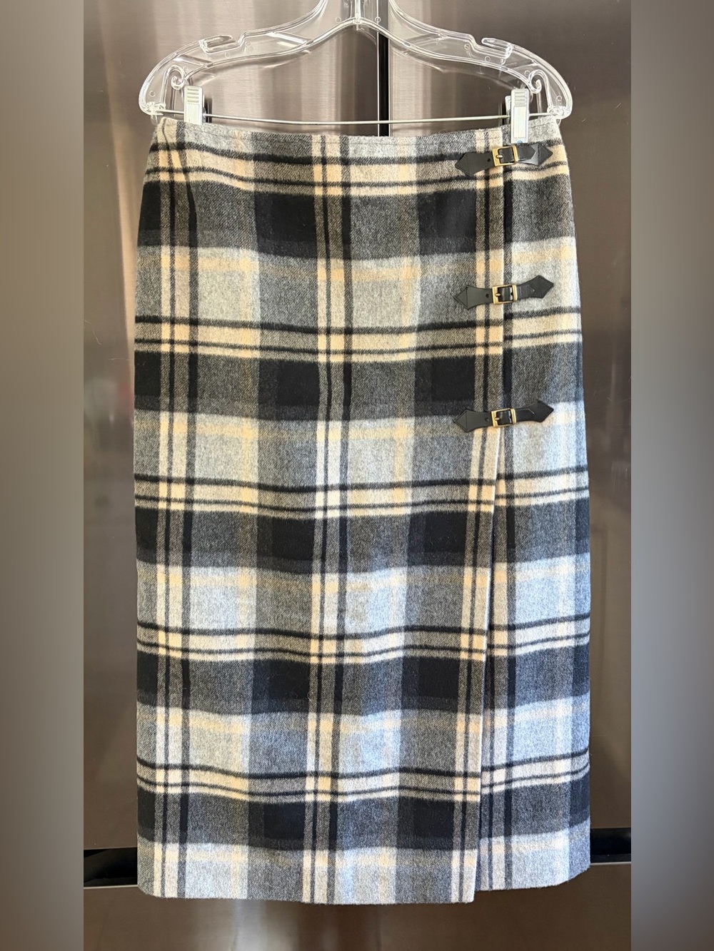 Vintage Jones Wear Plaid Wool-Blend Wrap Skirt 12 Old Money Dark Academia EUC